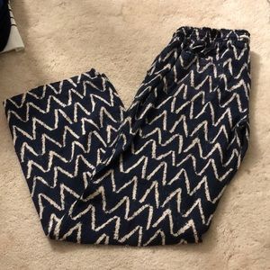 zigzag drawstring flowy pants